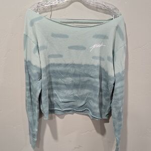 PINK Victoria's Secret Green and Blue Relaxed Crop Sweatshirt